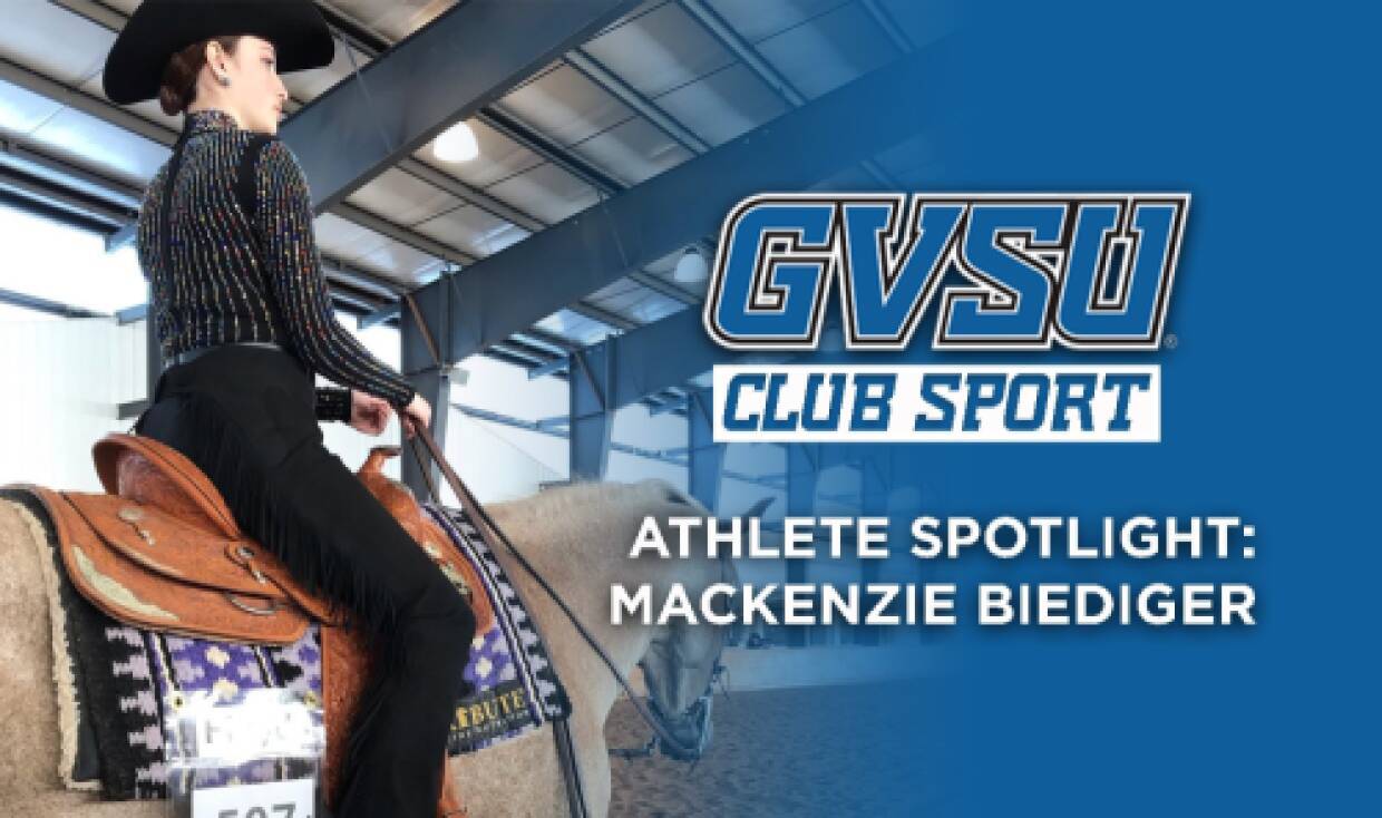 Equestrian athlete, Mackenzie Biediger, rides during competition at Albion College.